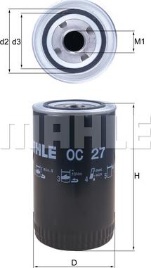 MAHLE OC 27 - Масляний фільтр autozip.com.ua
