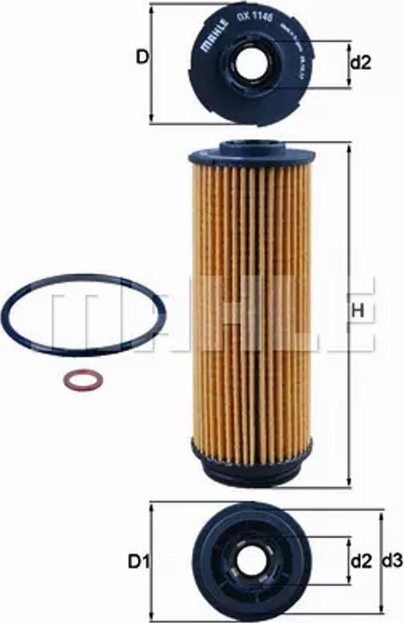 MAHLE OX 1146D - Масляний фільтр autozip.com.ua