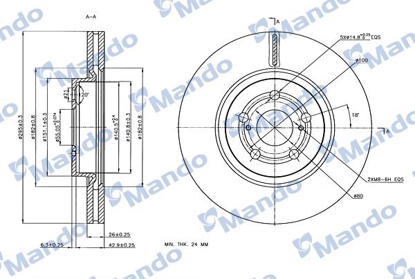 Mando MBC035307 - Гальмівний диск autozip.com.ua