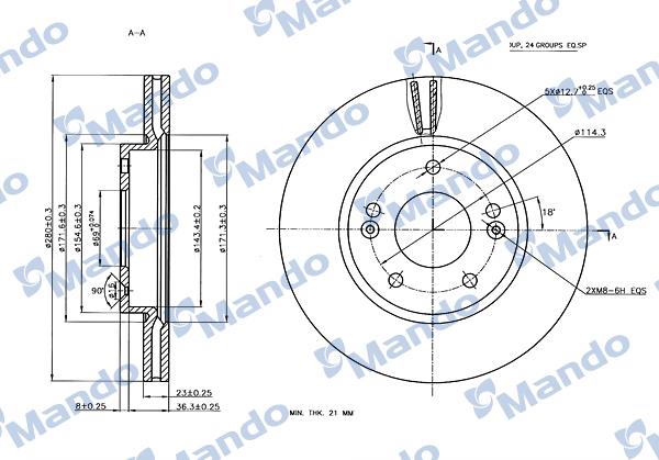Mando MBC030247 - Гальмівний диск autozip.com.ua