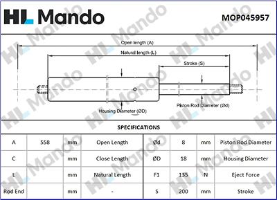 Mando MOP045957 - Газова пружина, кришка багажник autozip.com.ua
