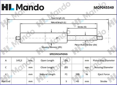 Mando MOP045549 - Газова пружина, упор autozip.com.ua
