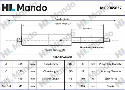 Mando MOP045627 - Газова пружина, кришка багажник autozip.com.ua