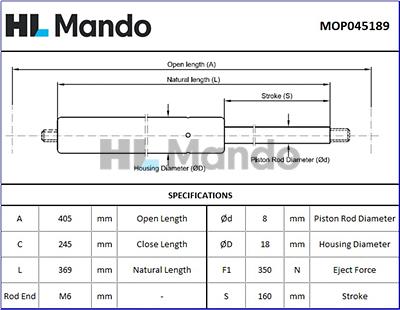 Mando MOP045189 - Газова пружина, кришка багажник autozip.com.ua