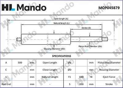 Mando MOP045879 - Газова пружина, кришка багажник autozip.com.ua