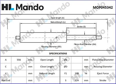 Mando MOP045342 - Газова пружина, кришка багажник autozip.com.ua