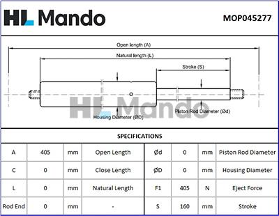Mando MOP045277 - Газова пружина, упор autozip.com.ua