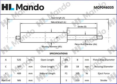 Mando MOP046035 - Газова пружина, кришка багажник autozip.com.ua