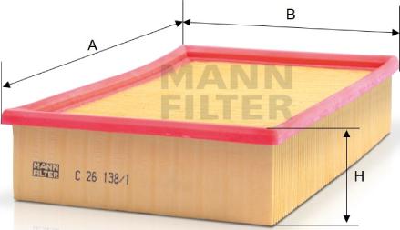 Mann-Filter C 26 138/1 - Повітряний фільтр autozip.com.ua