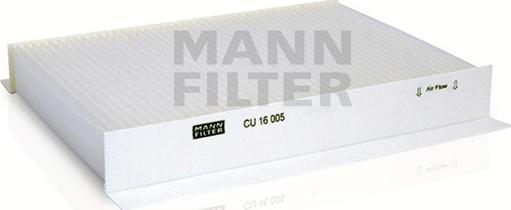 Mann-Filter CU 16 005 - Фільтр, повітря у внутрішній простір autozip.com.ua