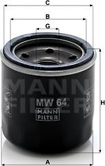 Mann-Filter MW 64 - Фільтр масляний двигуна вир-во MANN autozip.com.ua