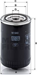 Mann-Filter W 940 (10) - Масляний фільтр autozip.com.ua