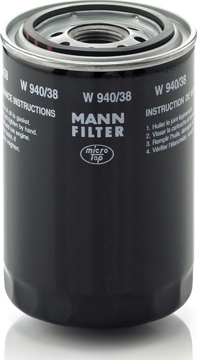 Mann-Filter W 940/38 - Фільтр, Гідравлічна система приводу робочого устаткування autozip.com.ua