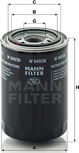 Mann-Filter W 940/38 - Масляний фільтр autozip.com.ua