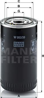 Mann-Filter W 950/39 - Масляний фільтр autozip.com.ua
