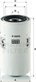 Mann-Filter W 950/36 - Масляний фільтр autozip.com.ua