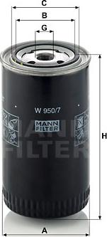 Mann-Filter W 950/7 - Масляний фільтр autozip.com.ua