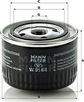 Mann-Filter W 914/4 - Масляний фільтр autozip.com.ua