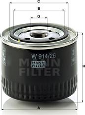 Mann-Filter W 914/26 - Масляний фільтр autozip.com.ua