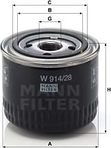 Mann-Filter W 914/28 - Фільтр масляний двигуна вир-во MANN autozip.com.ua