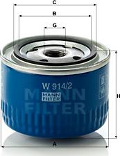 Mann-Filter W 914/2 - Фильтр масляный ВАЗ 2101-2107. 2108-09 низкий 69мм пр-во MANN autozip.com.ua