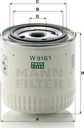 Mann-Filter W 916/1 - Масляний фільтр autozip.com.ua