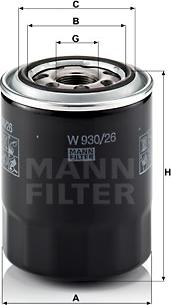 Mann-Filter W 930/26 - Фільтр масляний двигуна вир-во MANN autozip.com.ua