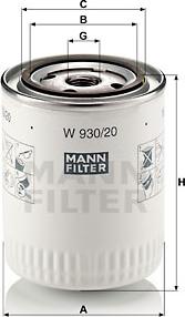 Mann-Filter W 930/20 - Масляний фільтр autozip.com.ua