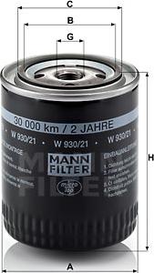 Mann-Filter W 930/21 - Масляний фільтр autozip.com.ua