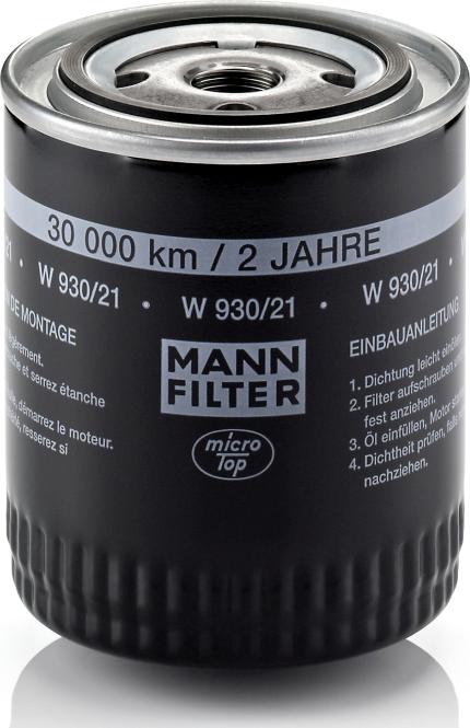 Mann-Filter W 930/21 - Масляний фільтр autozip.com.ua