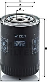 Mann-Filter W 933/1 - Масляний фільтр autozip.com.ua