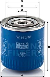 Mann-Filter W 920/48 - Масляний фільтр autozip.com.ua