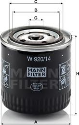 Mann-Filter W 920/14 - Масляний фільтр autozip.com.ua