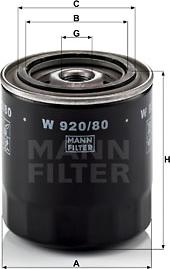 Mann-Filter W 920/80 - W 920-80 - MANN Фильтр масл. autozip.com.ua