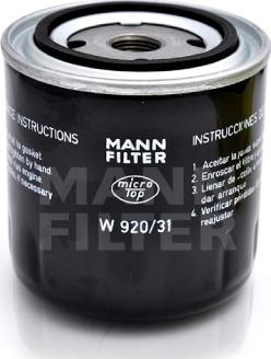 Mann-Filter W 920/31 - Масляний фільтр autozip.com.ua
