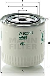 Mann-Filter W 920/21 - Фільтр мастильний двигуна ВАЗ 2101-07. 2121-21213. 21214. 2129. 2131 високий 95мм вир-во MANN autozip.com.ua