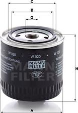 Mann-Filter W 920 - Масляний фільтр autozip.com.ua