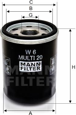 Mann-Filter W 6 MULTI 20 - Масляний фільтр autozip.com.ua