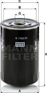 Mann-Filter W 1150/91 - Фільтр, Гідравлічна система приводу робочого устаткування autozip.com.ua