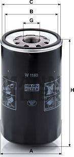 Mann-Filter W 1160 - Масляний фільтр autozip.com.ua