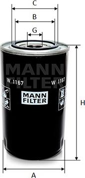 Mann-Filter W 1167 - Масляний фільтр autozip.com.ua