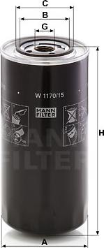 Mann-Filter W 1170/15 - Масляний фільтр autozip.com.ua