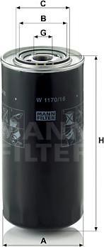Mann-Filter W 1170/16 - Масляний фільтр autozip.com.ua
