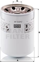 Mann-Filter W 13 012 - Фільтр, Гідравлічна система приводу робочого устаткування autozip.com.ua