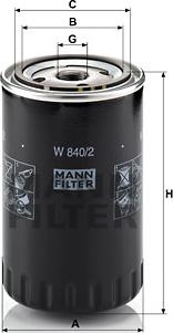 Mann-Filter W 840/2 - Фильтр масляный двигателя пр-во MANN autozip.com.ua