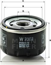 Mann-Filter W 7003 - Фільтр масляний двигуна FIAT DOBLO. PUNTO II 1.9 JTD 01- вир-во MANN autozip.com.ua