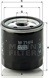Mann-Filter W 714/4 - Фильтр масляный двигателя пр-во MANN autozip.com.ua