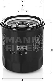 Mann-Filter W 711/80 - Масляний фільтр autozip.com.ua