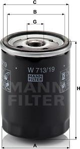 Mann-Filter W 713/19 - Фільтр масляний двигуна вир-во MANN autozip.com.ua