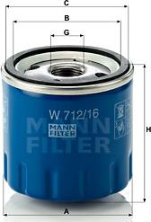 Mann-Filter W 712/16 - Масляний фільтр autozip.com.ua